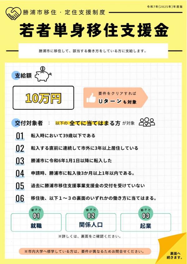 若者単身移住支援金表
